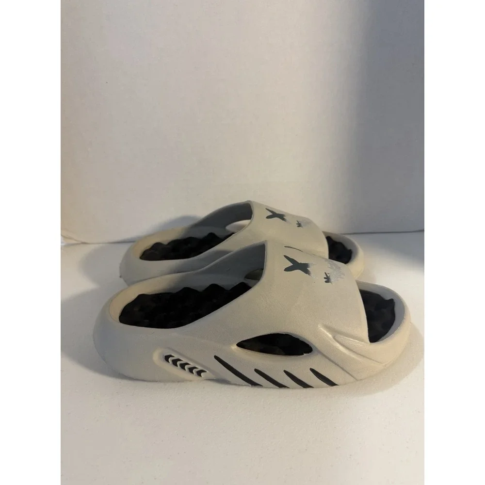 Foam Slides Sandals EU 38-39 Gray Black Graphic Slip On Comfort Shoes